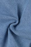 Babyblauw Casual effen patchwork normale spijkerbroek met hoge taille