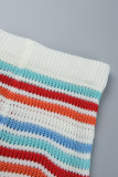 Due pezzi a maniche lunghe con scollo a V patchwork a righe colorate