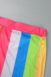 Разноцветные повседневные лоскутные брюки в полоску с принтом больших размеров