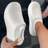 White Casual Living Patchwork Solid Color Round Keep Warm Comfortable Flats Shoes