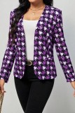 Purple Casual Print Cardigan Outerwear