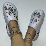 White Casual Living Hollowed Out Letter Round Comfortable Shoes