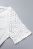 T-shirts à col en V décontractés en patchwork blanc
