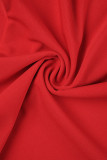 Rotes reizvolles formales festes Patchwork-Schlitz-V-Ausschnitt-Abend-Kleid-Kleider