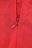 Rode sexy formele effen patchwork doorzichtige rugloze strapless lange jurkjurken
