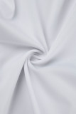 Blanc Décontracté Solide Cardigan Pantalon Col Revers Manches Longues Deux Pièces
