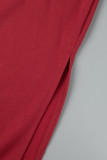 グレー カジュアル ソリッド パッチワーク スリット フード付きカラー プラス サイズ ドレス
