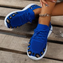 Blaue Casual Sportswear Daily Patchwork Frenulum Runde bequeme Schuhe