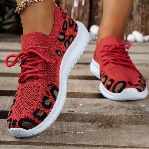 Red Casual Sportswear Daily Patchwork Frenulum Round Comfortable Shoes