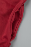 グレー カジュアル ソリッド パッチワーク スリット フード付きカラー プラス サイズ ドレス