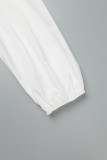 Vestido de baile branco elegante sólido vazado patchwork com decote em O