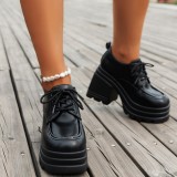 Zwarte casual frenulum effen kleur ronde schoenen met sleehak (hakhoogte 3.94 inch)