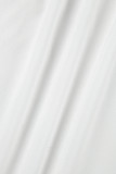 Witte elegante effen uitgeholde patchwork baljurkjurken met o-hals