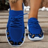 Синяя повседневная спортивная одежда, Повседневная лоскутная круглая удобная обувь с уздечкой