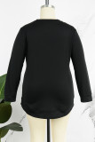Dark Gray Casual Solid Basic O Neck Plus Size Tops