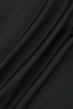 Schwarze, lässige, solide, ausgehöhlte, dünne Jumpsuits mit Rollkragen