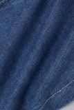 Ковбойские синие повседневные однотонные лоскутные узкие джинсовые юбки с высокой талией