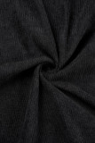 Темно-серый Повседневный однотонный Пэчворк О-образный вырез Длинный рукав Из двух частей