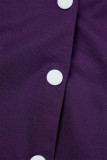 Deux pièces violet décontracté patchwork contraste manches longues