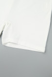 Белый повседневный пэчворк из двух частей без рукавов с контрастным U-образным вырезом