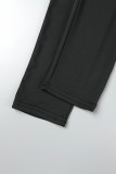 Zwarte casual effen uitgeholde skinny coltrui jumpsuits