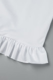 Robe blanche Sexy, couleur unie, ajourée, col Oblique, sans manches, Frenulum