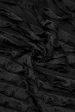 Noir Sexy Casual Solid Frenulum Asymétrique Col en V Manches Longues Deux Pièces