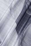 Robes décontractées bleues à imprimé patchwork, col rond, sans manches