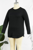 Light Coffee Casual Solid Basic O Neck Plus Size Tops