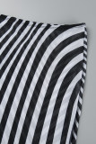 Stripe Sexy Print Backless Strapless Long Sleeve  Three Piece Set