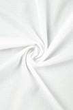 Witte sexy casual effen uitgeholde asymmetrische coltrui-jurken met lange mouwen