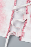 Pink Casual Print Frenulum Tops