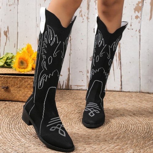 Black Casual Embroidered Patchwork Pointed Comfortable Out Door Shoes