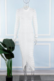 Elegante, einfarbige Patchwork-Kleider mit Wickelrock von White Celebrities
