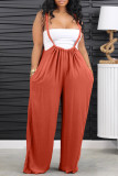 Watermelon Red Casual Solid Backless Regular Conventional Solid Color Bottoms