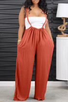 Orange Casual Solid Backless Regular Conventional Solid Color Bottoms