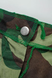Камуфляжный уличный камуфляжный принт Кисточки Пэчворк Складки Обычные прямые брюки с полным принтом