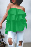 White Casual Street Solid Patchwork Backless Off the Shoulder Tops