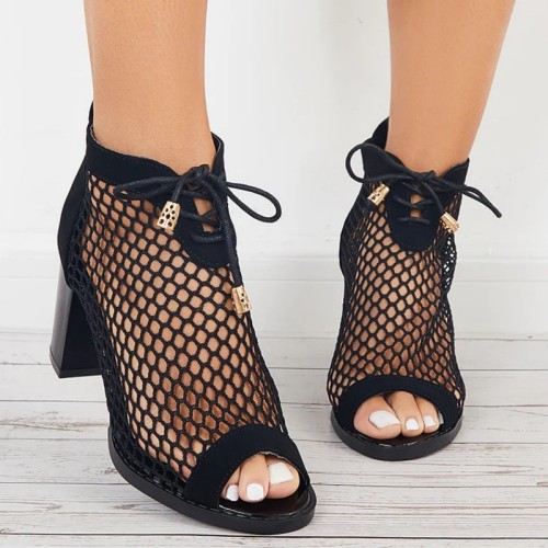 Black Casual Hollowed Out Patchwork Frenulum Fish Mouth Out Door Wedges Shoes (Heel Height 2.75in)