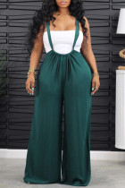 Ink Green Casual Solid Backless Regular Conventional Solid Color Bottoms