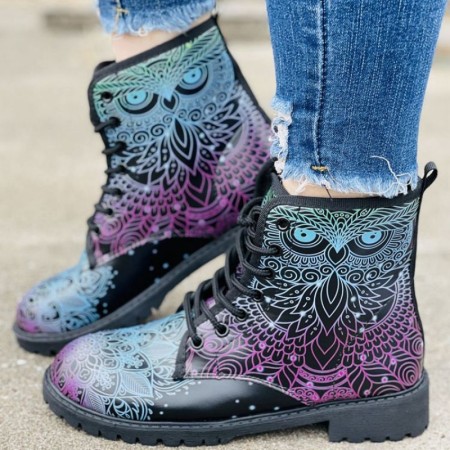 Black Casual Patchwork Frenulum Printing Round Comfortable Out Door Shoes