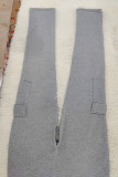 Светло-серый Повседневный Однотонный Пэчворк Карман на шнурке Прямые однотонные брюки со средней талией