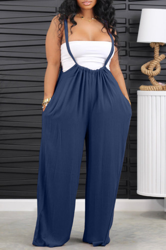 Navy Blue Casual Solid Backless Regular Conventional Solid Color Bottoms