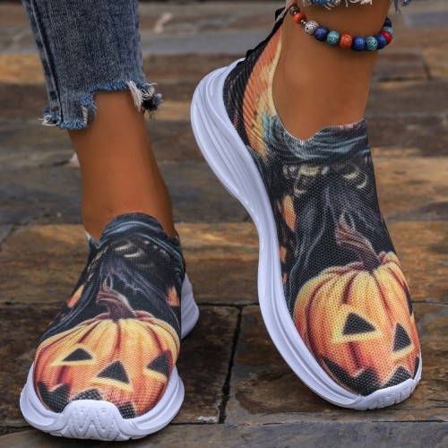Yellow Casual Sportswear Daily Patchwork Printing Round Comfortable Shoes