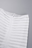 Blanc Sexy Solide Patchwork Transparent O Cou Manches Courtes Deux Pièces
