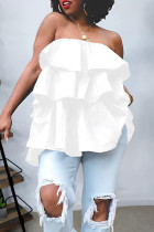 Vit Casual Street Solid Patchwork Backless Off the Shoulder Tops