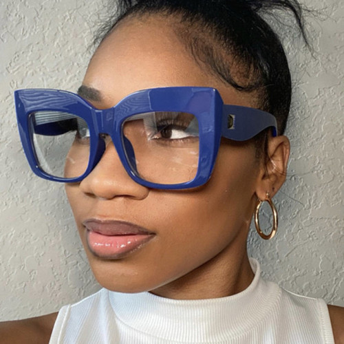 Blue Casual Daily Solid Patchwork Sunglasses