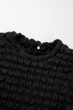 Black Casual Solid Basic O Neck Short Sleeve Dress
