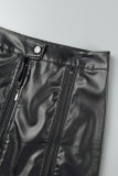 ブラック カジュアル ソリッド パッチワーク ジッパー スキニー 従来のソリッド カラー スカート