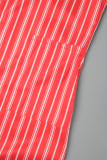 Rood Casual vest met gestreepte print Bovenkleding (zonder riem)
